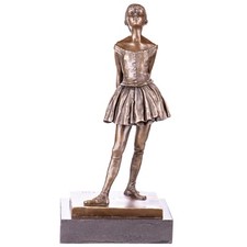 Bronze Skulptur Ballerina nach Degas – Kleine Tänzerin auf Marmorsockel signiert