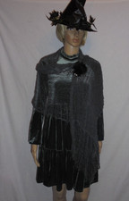 Halloween Karneval Hexe dunkle Waldfee Kleid Pannesamt Zubehör Größe S