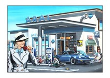 BV ARAL Tankstelle Kunstdruck mit Abb. Zapfsäule Zündapp Michelin Volker Welz