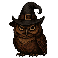 XXL 30X30 Autoaufkleber Böse Eule mit Hexenhut  Aufkleber