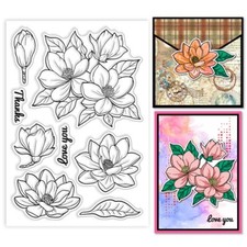 Frühling Magnolia Clear Stamps Flowers Blessings Silikon Stempel Mit Pflanzen...