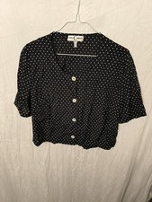 Bluse Cropped Vintage 42 Schwarz Weiß Punkte