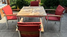 GARPA Monterey, 4 Gartenstühle + Auflagen (rot) + Abdeckhaube