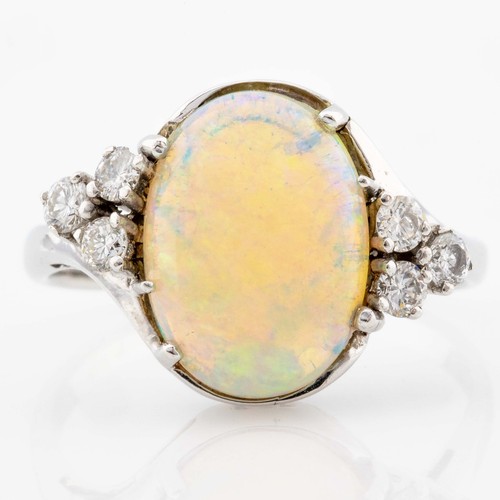 Opal ring 585 14k weißgold - weißgold, 6