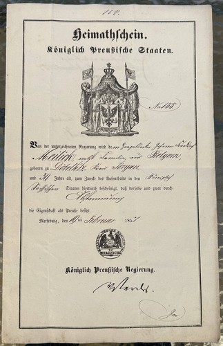 Heimatschein königlich - heimatschein,
