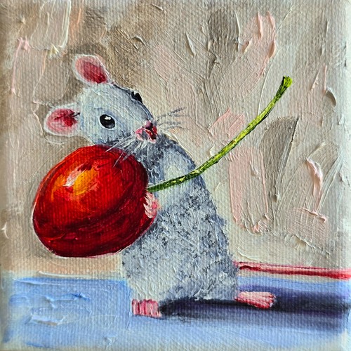 Maus kirsche ölbild - &,