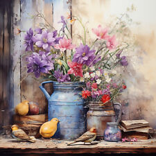 Wandbild Milchkanne Blumen