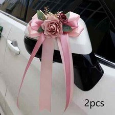 2 Stück Autoschleifen rosa Autoschmuck Hochzeit Kirchenschmuck Stuhlschleife