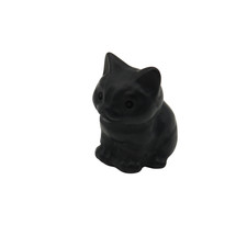 Katze Figur aus Obsidian Miniatur Setzkasten Sammlerfigur 3 cm
