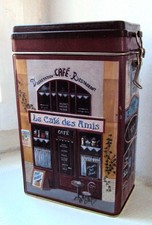KAFFEEDOSE " Le Café des Amis " alte Blechdose 20 x 12,5 x 8,5 cm super schön