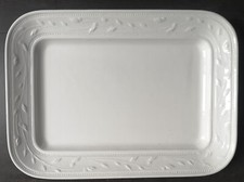 weiße Obst-/Gemüseplatte mit Blumenranke, GALZONE,  Spargelplatte Keramik, TOP