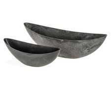 Pflanzschale oval für draußen Stein-Optik schwarz in 3 Größen