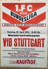 Plakat 1978 1.FC Köln - VfB