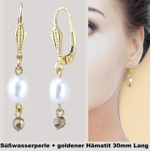 Ohrringe goldener hämatit - hämatit, +