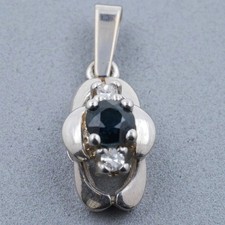 Anhänger Saphir Diamant 585 Gold 14 Kt Weißgold Edelstein Wert 350,-