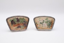 Antik Silber Paar Tisch Menü Halter mit Blumenbildern