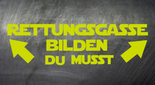 Aufkleber Rettungsgasse bilden du musst Auto Sticker Tuning JDM Decal Neon Gelb