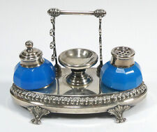 Tintenfass Schreibzeug Opalinglas 19 Jh. A-2