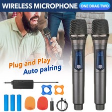 2 Stück Kabellose Mikrofone UHF Funkmikrofon Hand Microphone Empfänger 300mV NEU