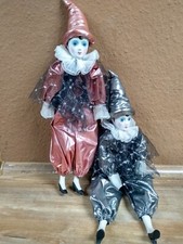 Sammler Puppe Clown Harlekin Pierrot Vintage 2 Stück ca. 45cm Höhe