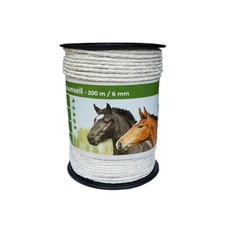 200 Meter Weidezaun Seil 6 mm, 6 Niro,weiss