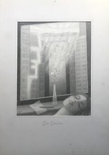 Erich Hahn Berlin Träumende Frau am Fenster „Ein Traum" Stadt Zeichnung 