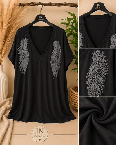 Damen tunika schwarz glitzer - schwarz,