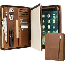 Leder A4 Aktenmappe | Konferenzmappe | Schreibmappe | mit Reißverschluß