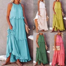 Boho maxi kleid mit volant - boho,