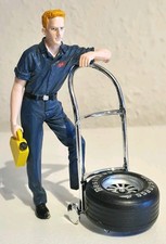 1:18 Diorama Mechanker sitzend Reifen Sackkarre - American Diorama Ferrari...