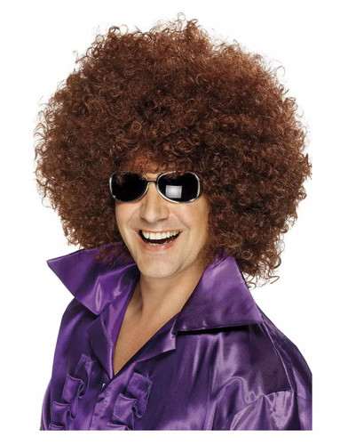 Braune mega afro perücke - braune,