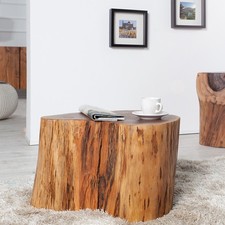 Massivholz Couchtisch GOA 50cm Akazie Baumstamm Hocker Beistelltisch Handmade