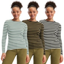 QS by S.OLIVER Damen Longsleeve Rippstruktur Shirt langarm Slim Fit Streifen