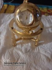 Globus Standuhr Weißes Zifferblatt Römische Zahlen Messing goldig weltrar 50´er