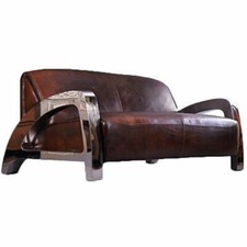 Vintage Leder Design Dreisitzer Chrom Sofa Memphis antik