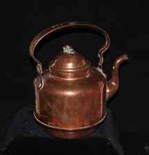 Antik sehr schöne kleine Kupferkessel Teekanne Kanne Wasserkanne Teekessel c. 1L