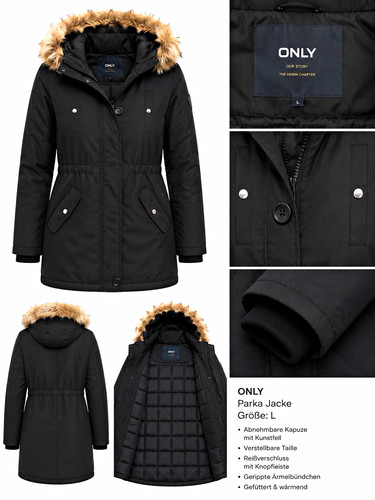 Only parka jacke damen schwarz - jacke,