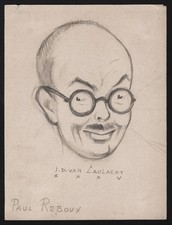 Paul Reboux writer painter humorist journaliste drawing dessin van Caulaert 1935