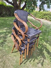    NEUWERTIG   4 Gartenstühle | Dunkelbraun | Rattan | Stapelbar