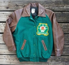 Vinatge Collegejacke in S mit fetten Lederärmeln Baseballjacke mit Patch Vintage