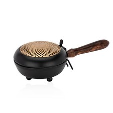 23cm Räucherpfanne aus Eisen Holzgriff Sonne gold Räuchergefäß für Räucherwerke