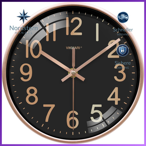 Wanduhr 20cm schwarz - schwarz, gold