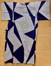 Japanischer Frauen Kimono Yukata handgenäht indigo  Vintage 80er Jahre  Cotton