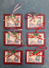 Christbaumschmuck "Bilderrahmen" mit Bärenmotiv aus Pappe, 80er Rarität