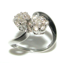 Damen 18carat 18ct Weiss Gold und Diamant Ring UK Größe O