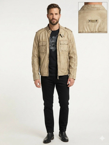 Gipsy herren lederjacke beige - herren,