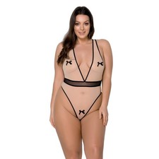 PASSION PLUS SIZE  STRINGBODY transparent schwarz beige