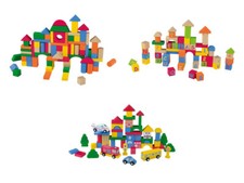 Trommel bunte Holzbausteine Bauklötze Bausteine Holzspielzeug Spielzeug Holz