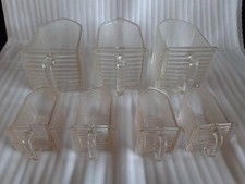 7 Stück alte PONCET Einschub Glasschütte Vorratsbehälter Pressglas 50'er Vintage