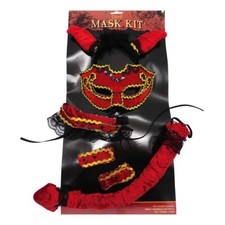 TEUFEL KOSTÜM DRESS UP SET # Halloween Karneval Party Satan Hörner Maske Schwanz